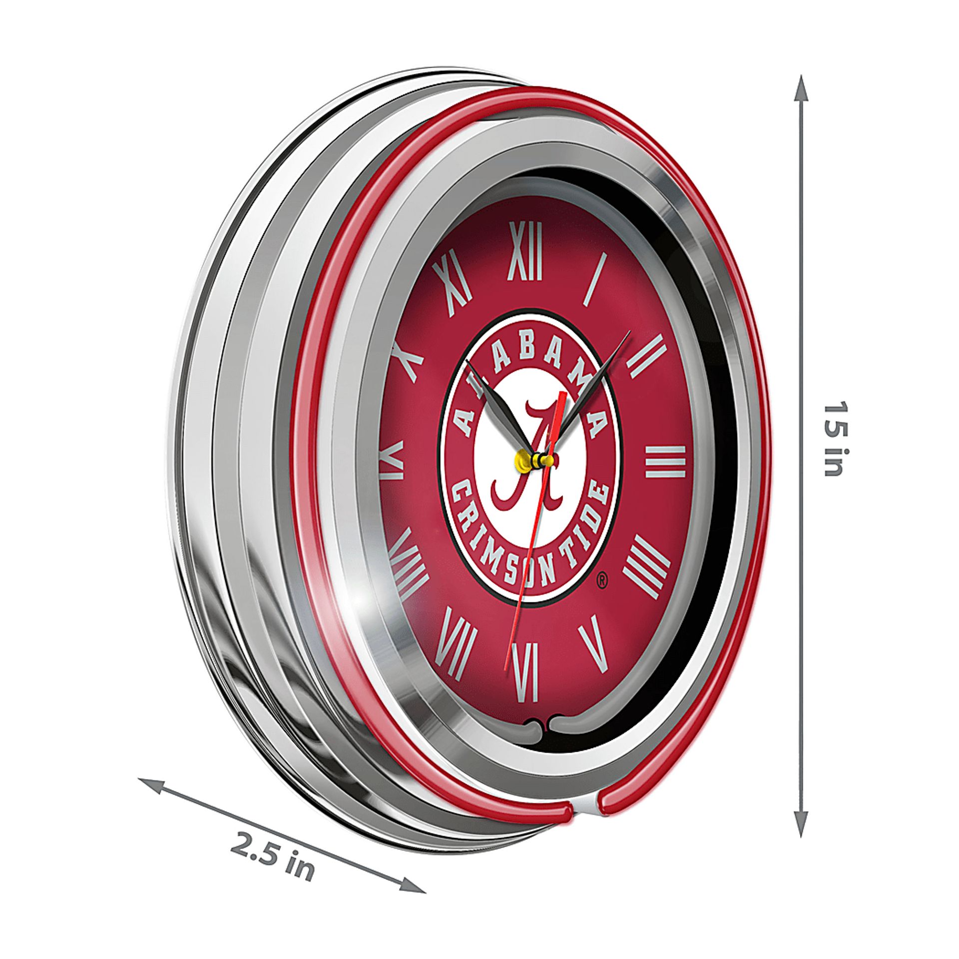 University of Alabama Red Neon Wall Clock - Image 4