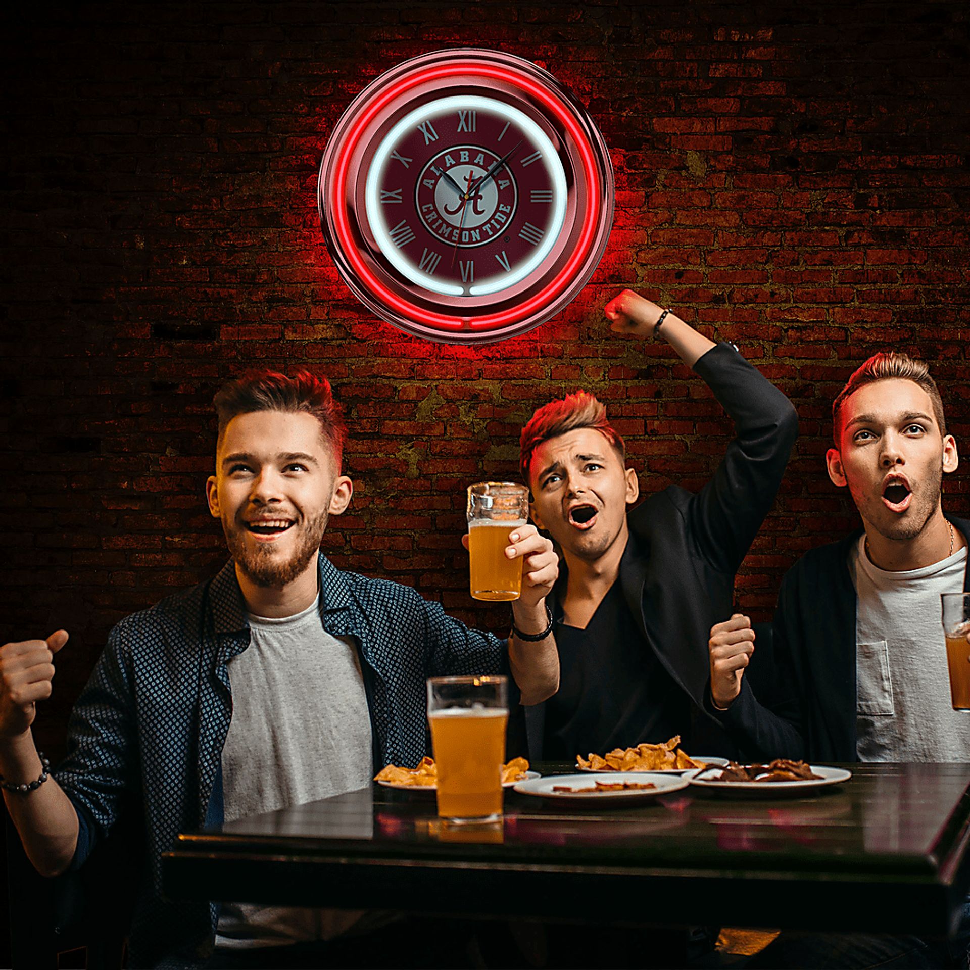 University of Alabama Red Neon Wall Clock - Image 5