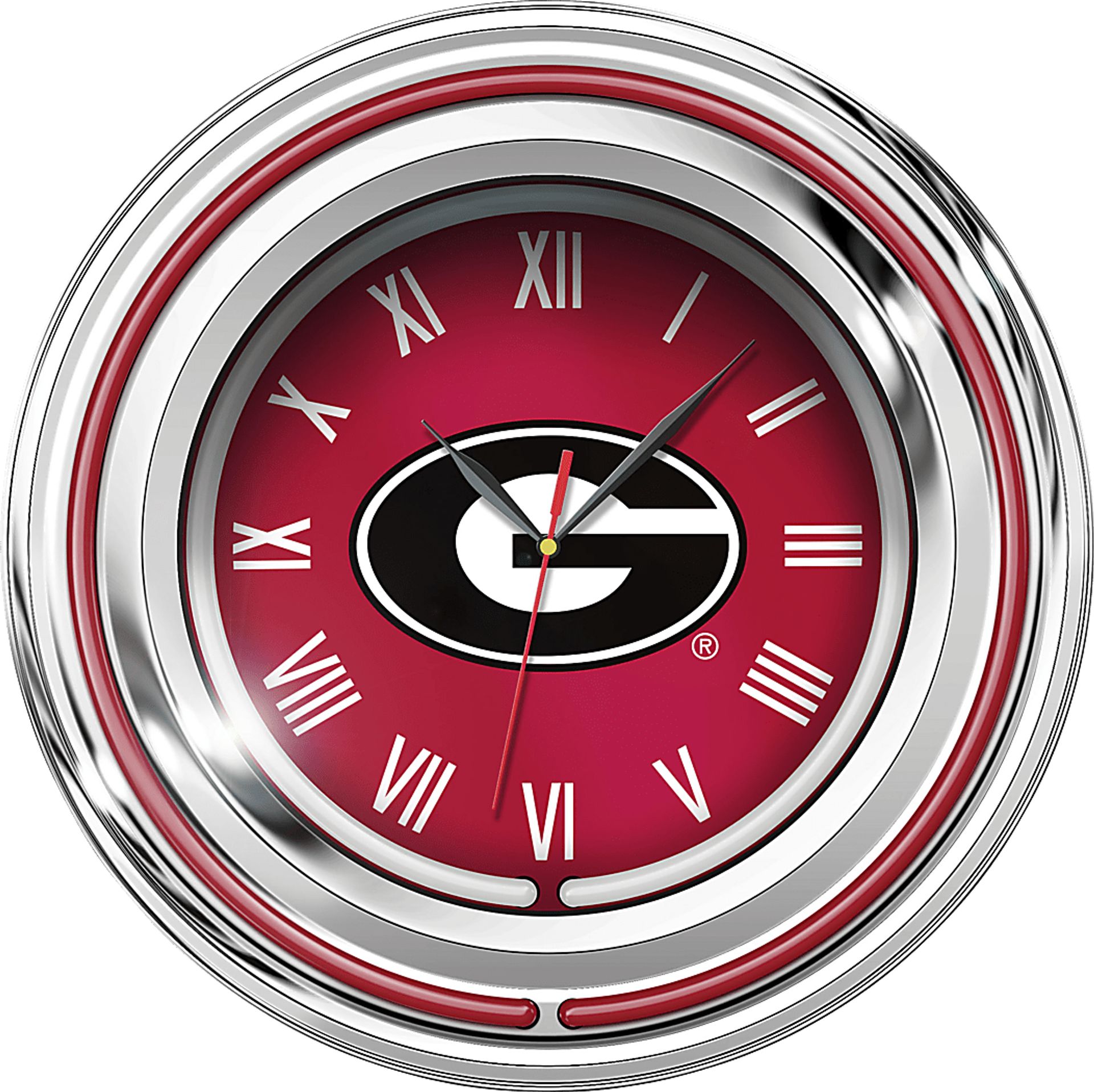 University of Georgia Red Neon Wall Clock - Image 1