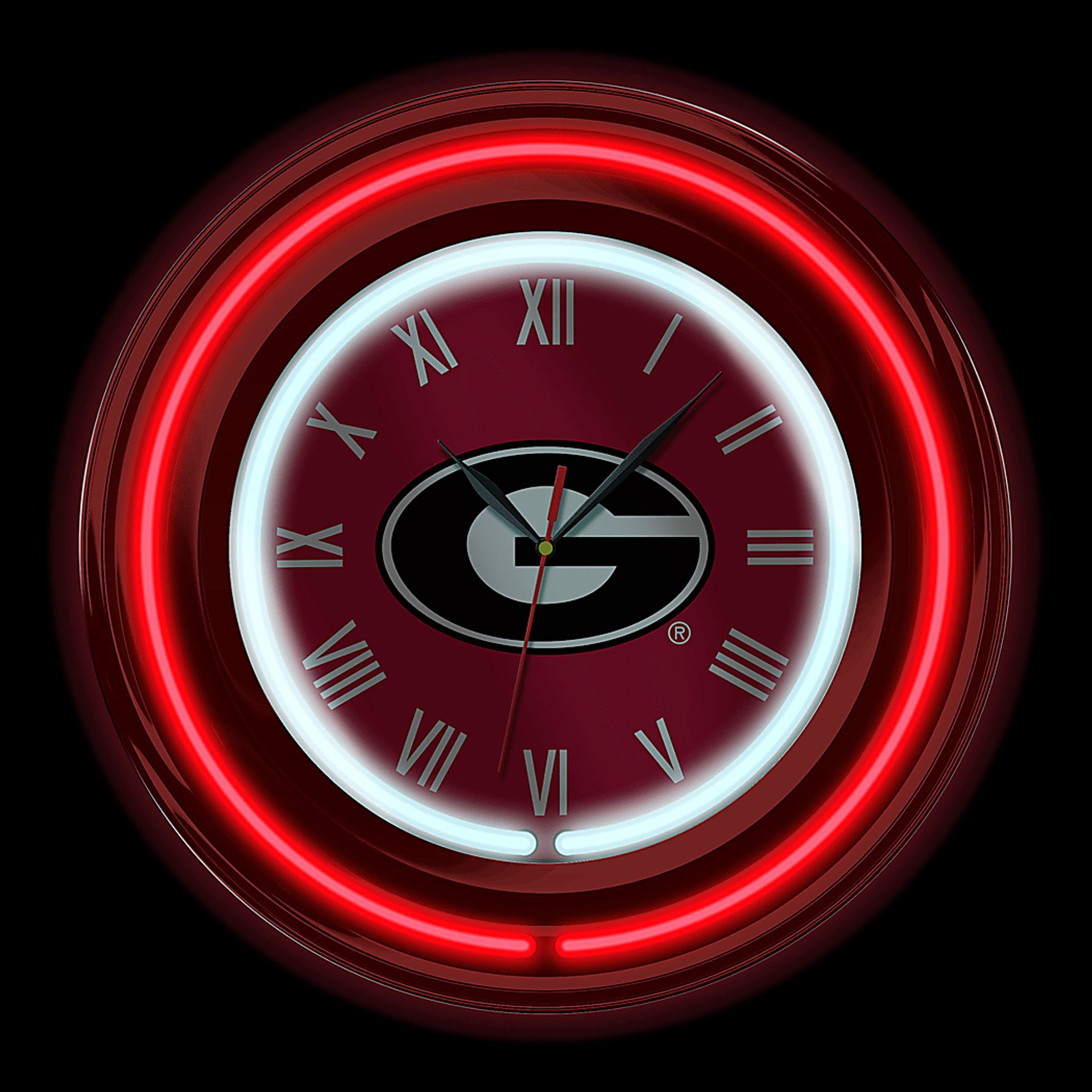 University of Georgia Red Neon Wall Clock - Image 3