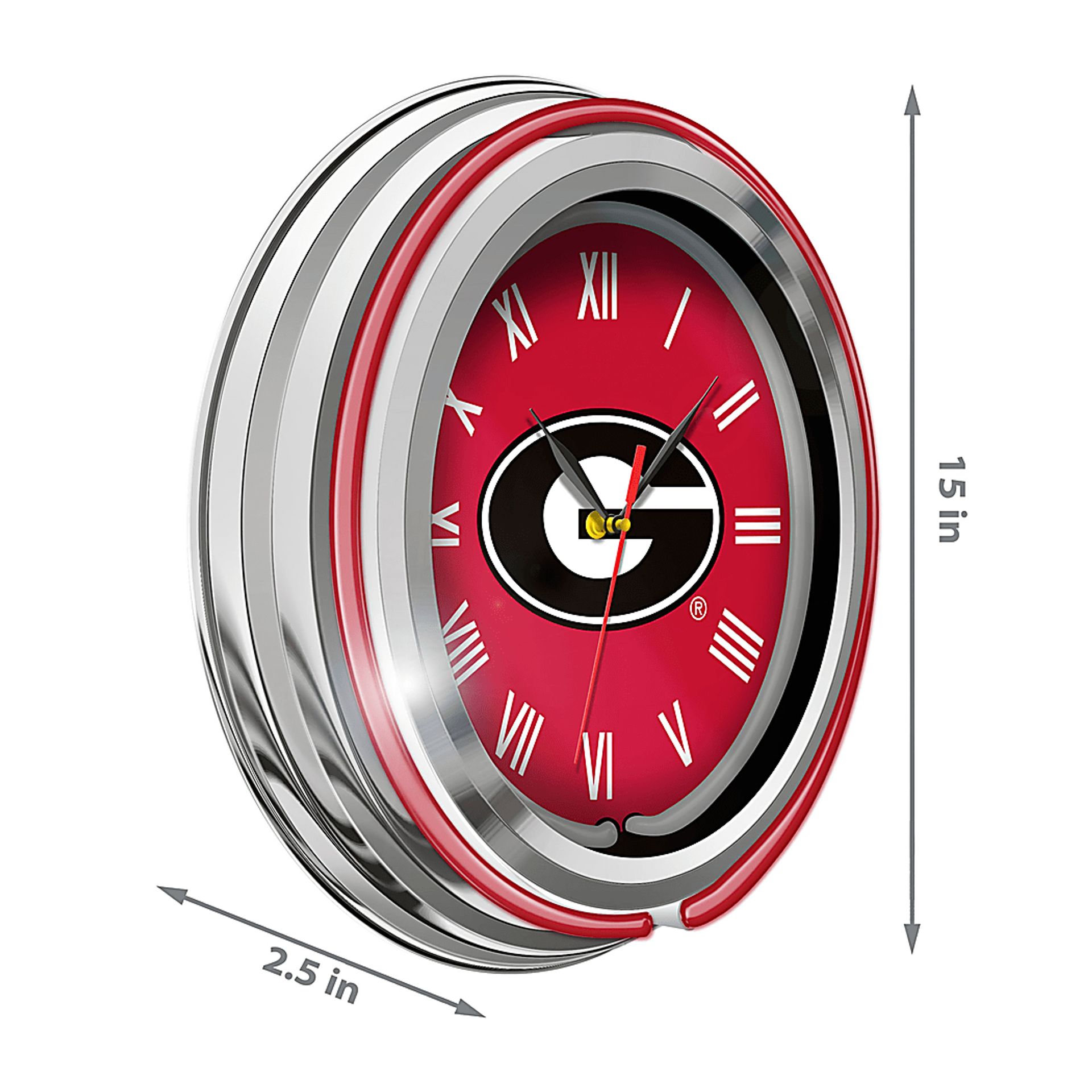 University of Georgia Red Neon Wall Clock - Image 4
