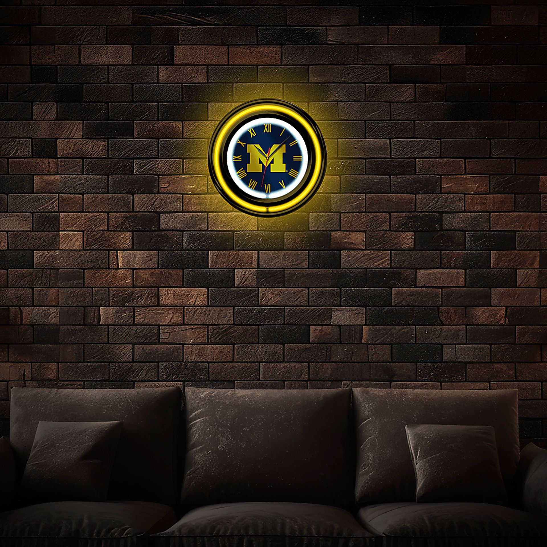 University of Michigan Yellow Neon Wall Clock - Image 2