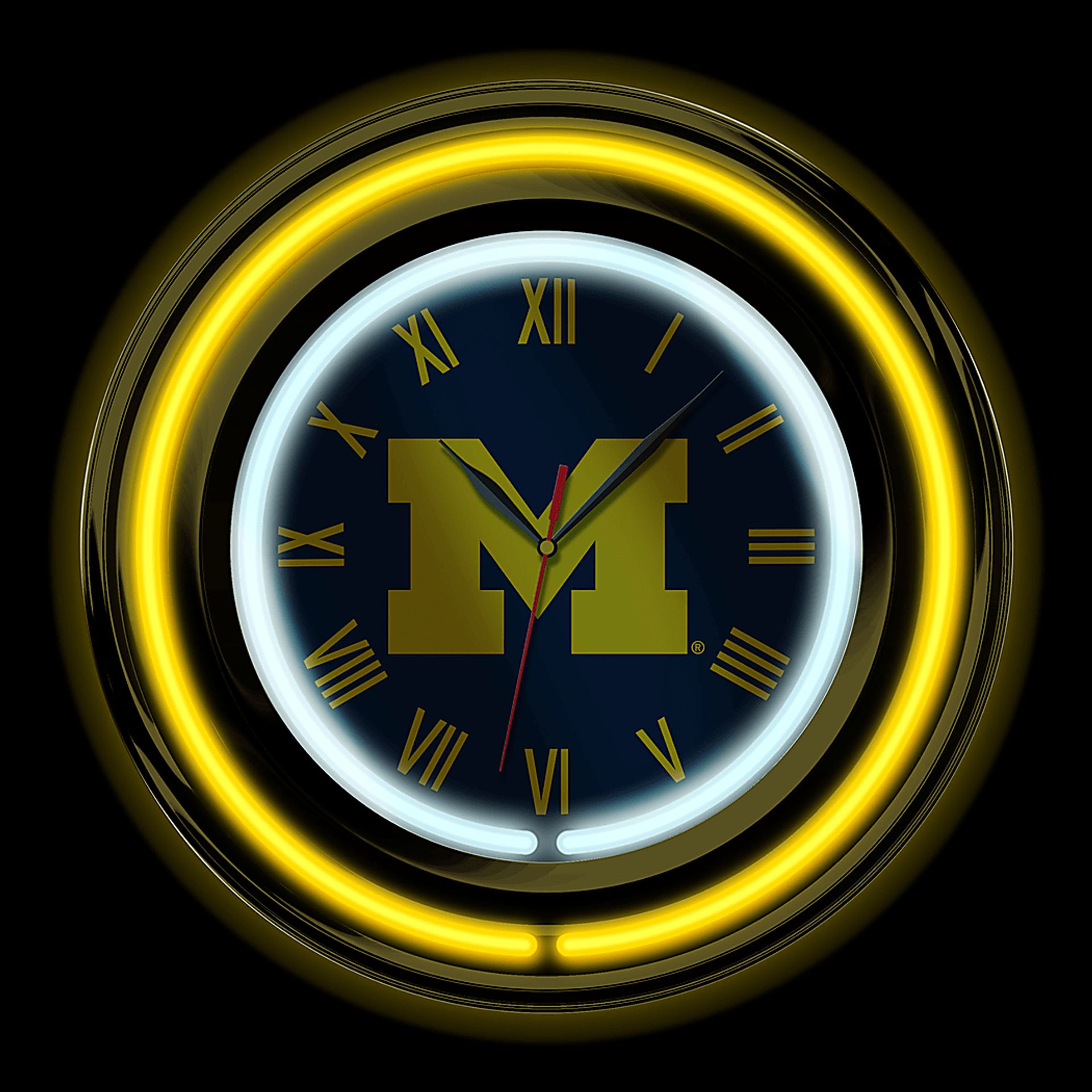 University of Michigan Yellow Neon Wall Clock - Image 3