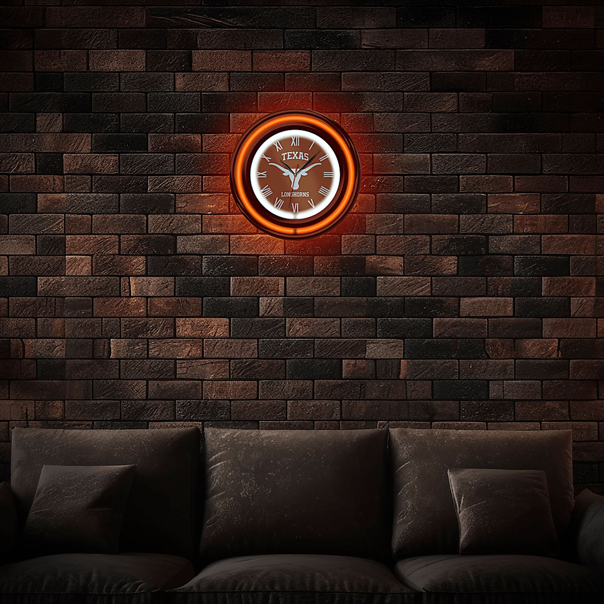 University of Texas Orange Neon Wall Clock - Image 2