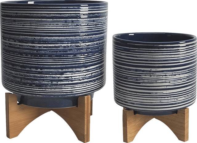 Upson Blue Planter, Set of 2 - Thumbnail - Image 1