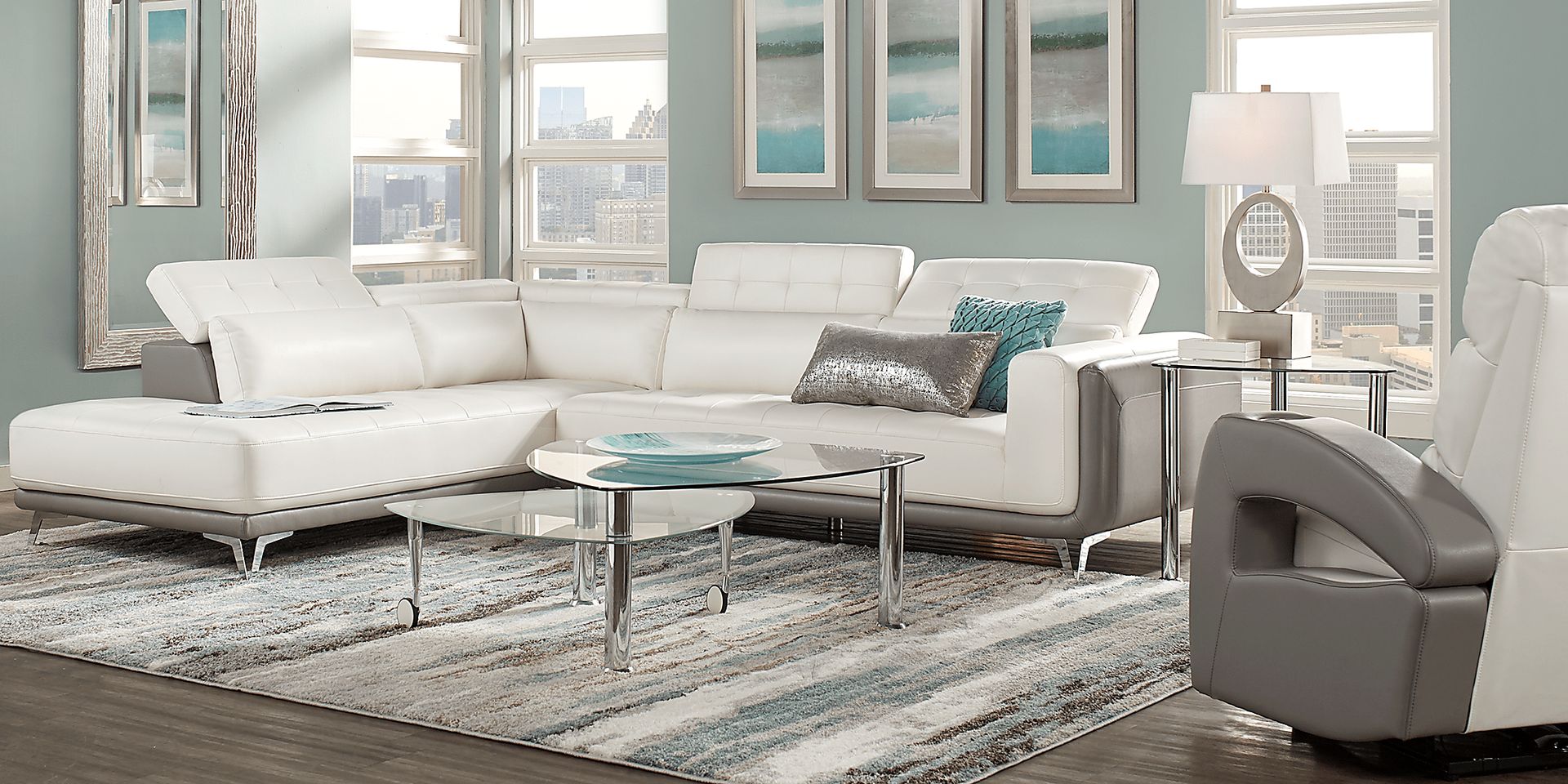 Uptown Loft White 2 Pc Sectional - Image 2