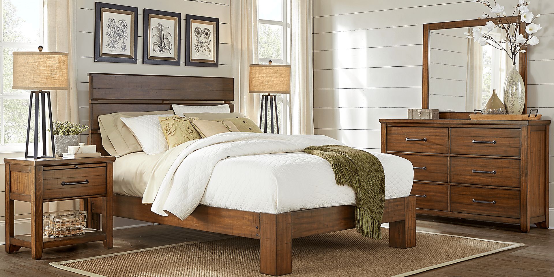 Urban Plains Brown 7 Pc Queen Slat Platform Bedroom - Image 1