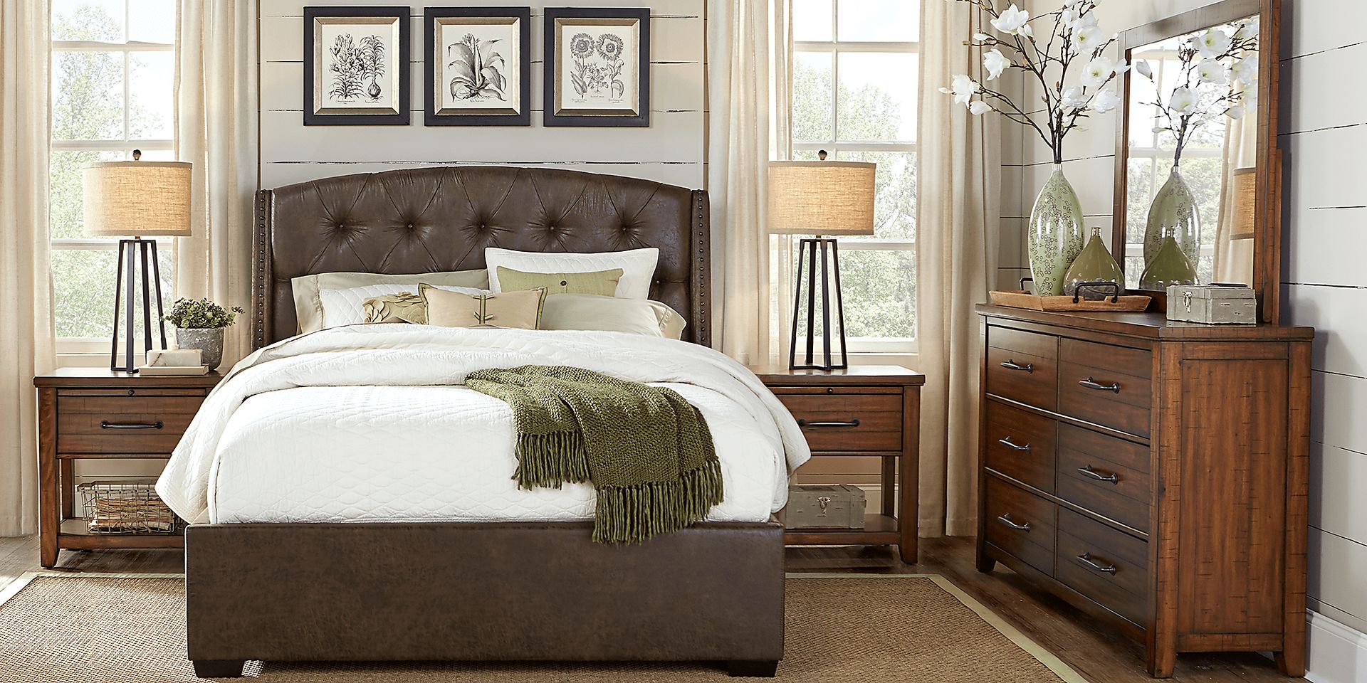 Urban Plains Brown 7 Pc Queen Upholstered Bedroom - Image 1