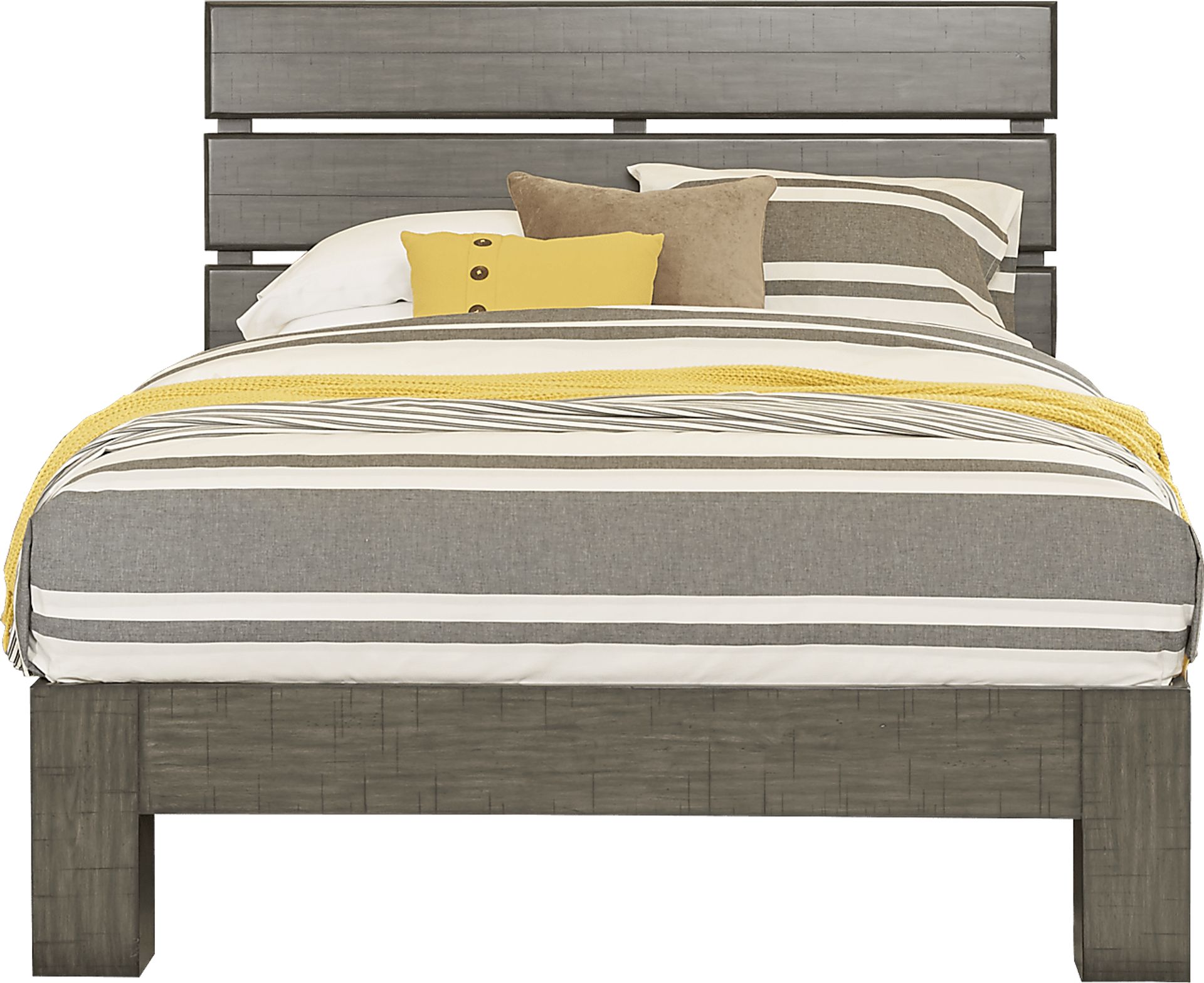 Urban Plains Gray 3 Pc Queen Slat Platform Bed - Image 1