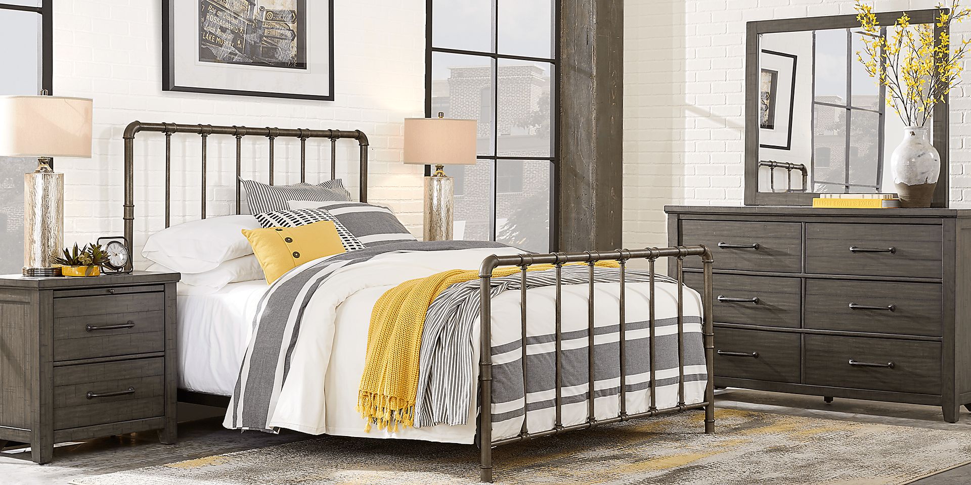 Urban Plains Gray 5 Pc King Metal Bedroom - Image 1