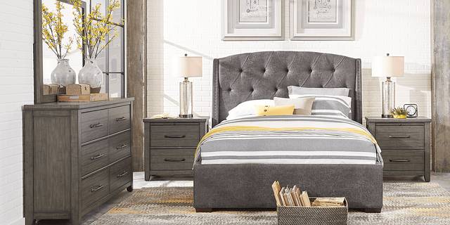 Urban Plains Gray 5 Pc King Upholstered Bedroom - Thumbnail - Image 2