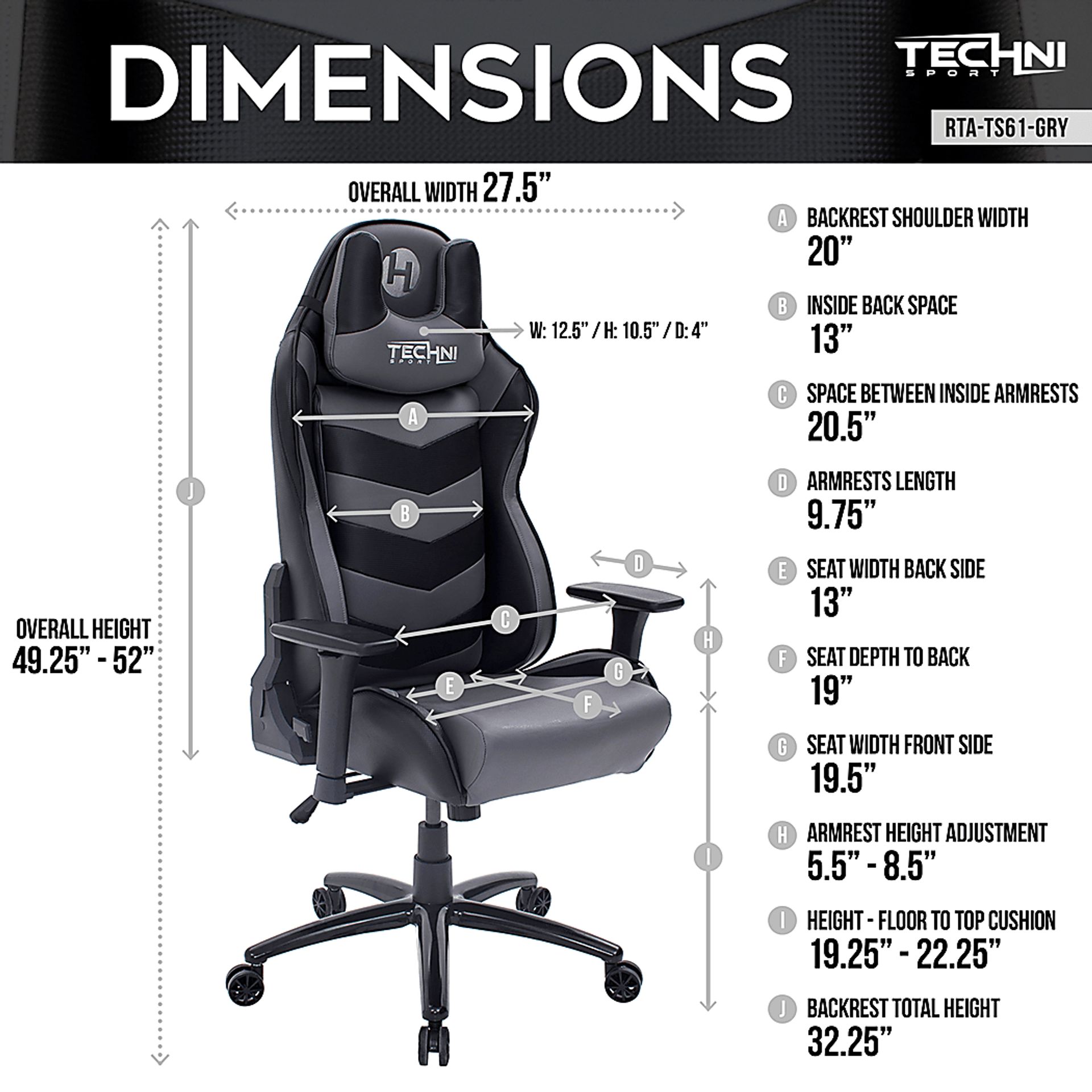 Urosde Black/Gray Gaming Chair - Image 4