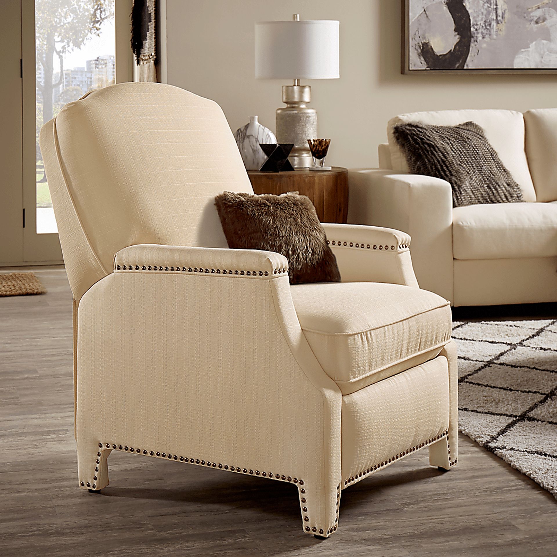 Utila Beige Pushback Recliner - Image 8