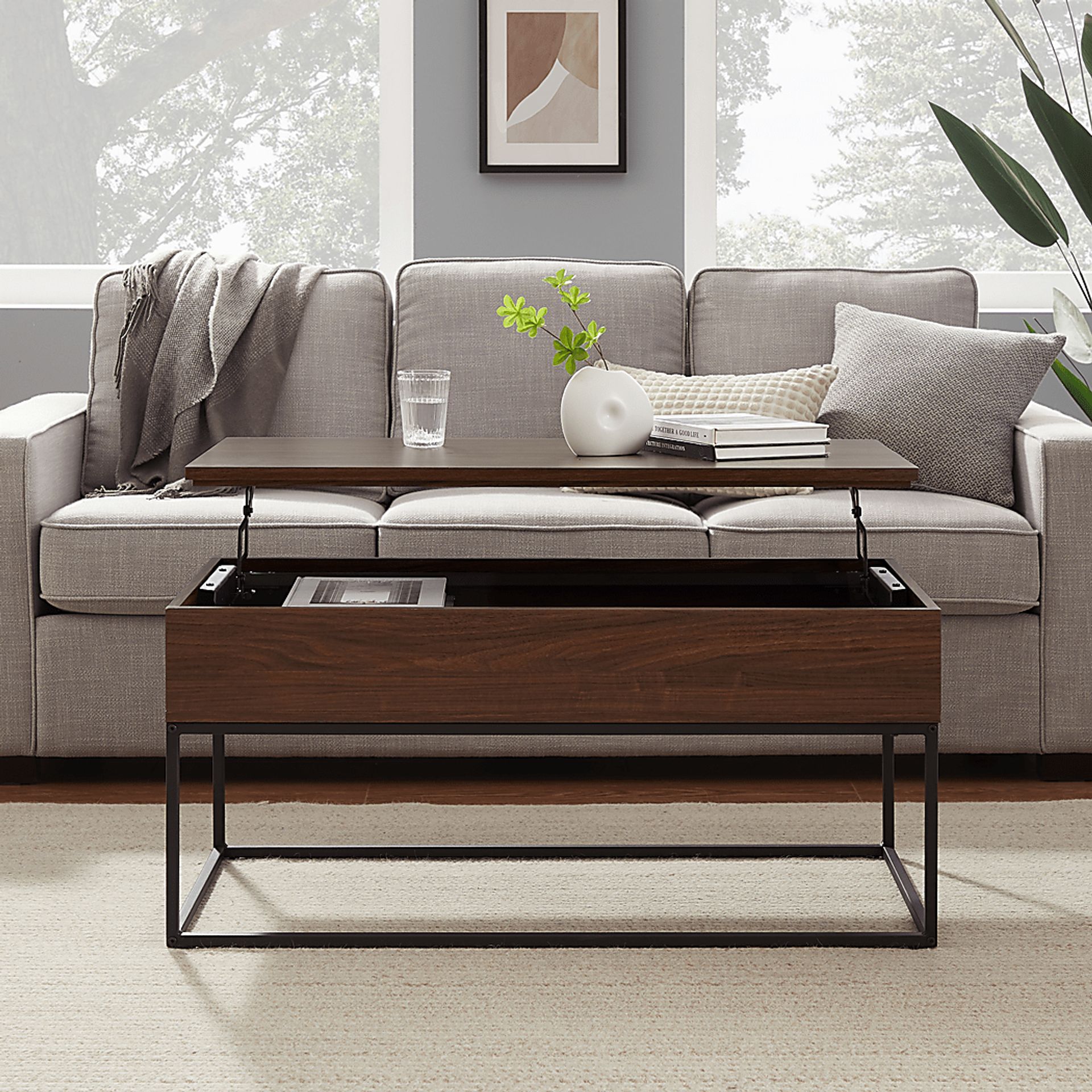 Utrin Dark Brown Lift Top Cocktail Table - Image 3