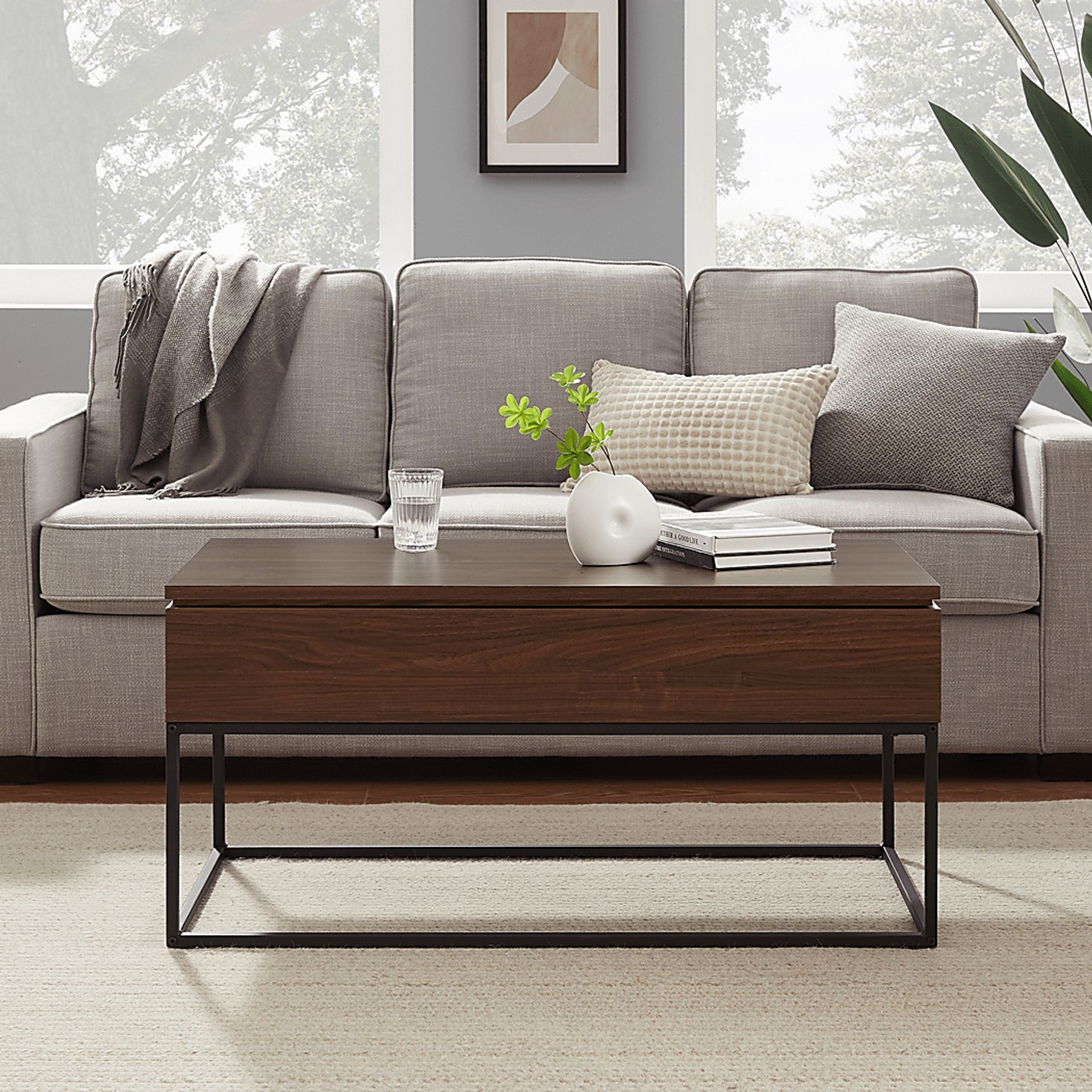 Utrin Dark Brown Lift Top Cocktail Table - Image 4