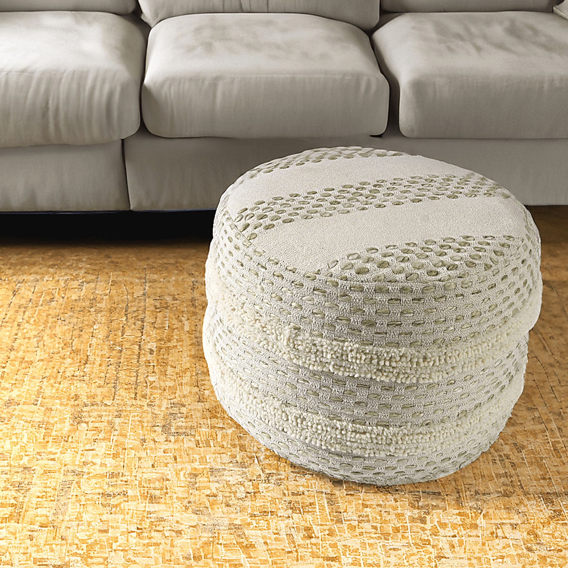 Vaddo Sage/Ivory Pouf - Image 2