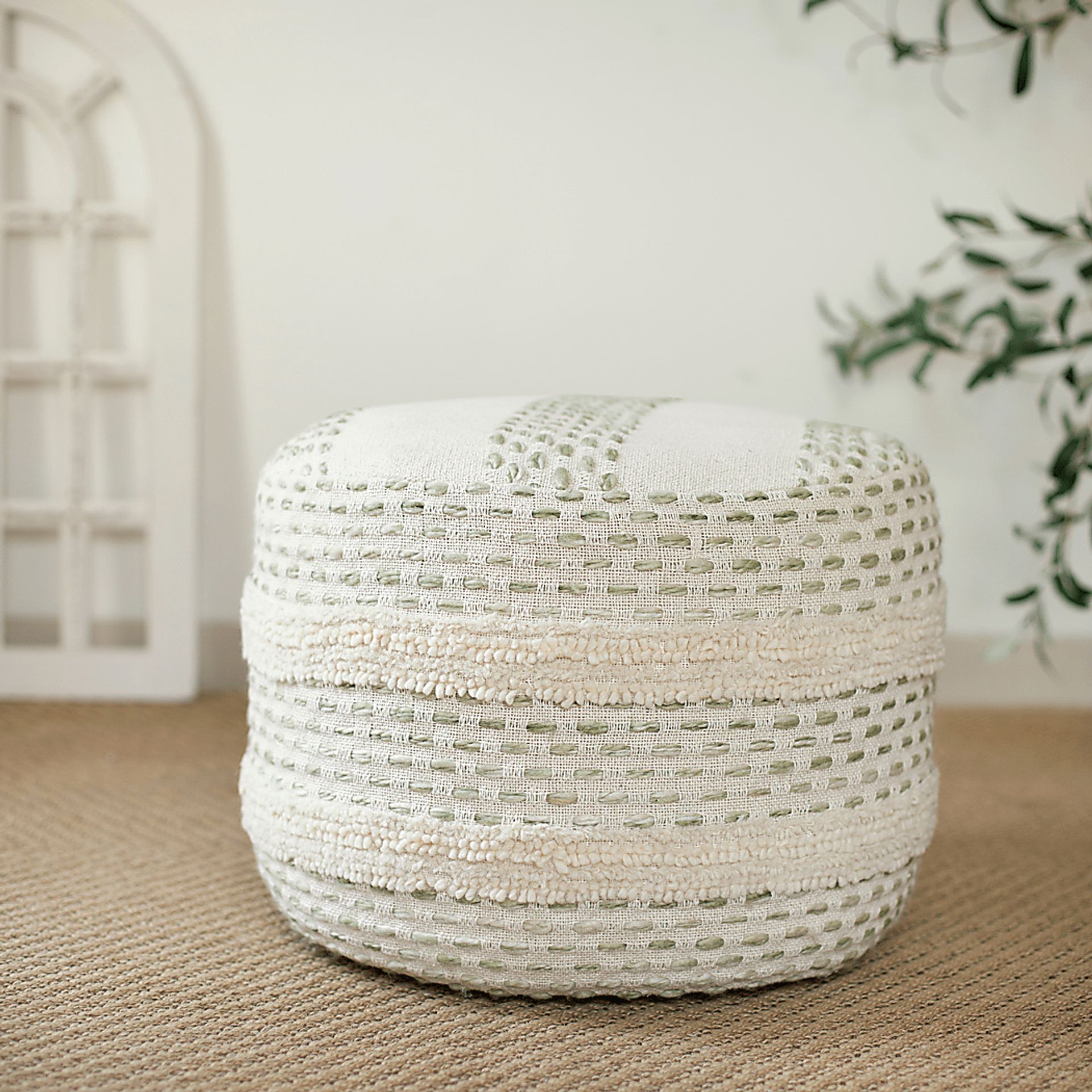 Vaddo Sage/Ivory Pouf - Image 5