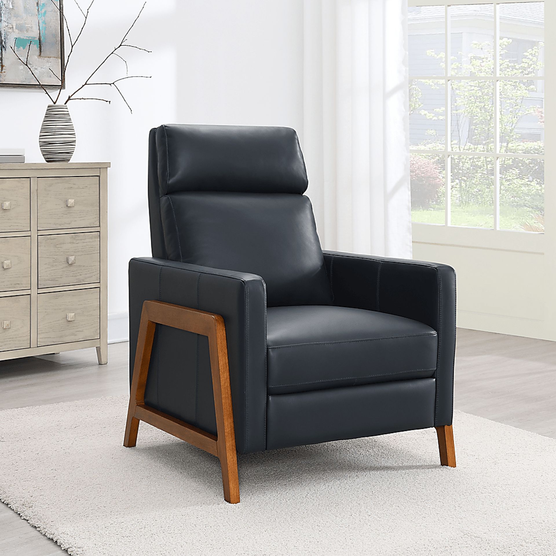 Vaiaho Dark Blue Push Back Recliner - Image 2