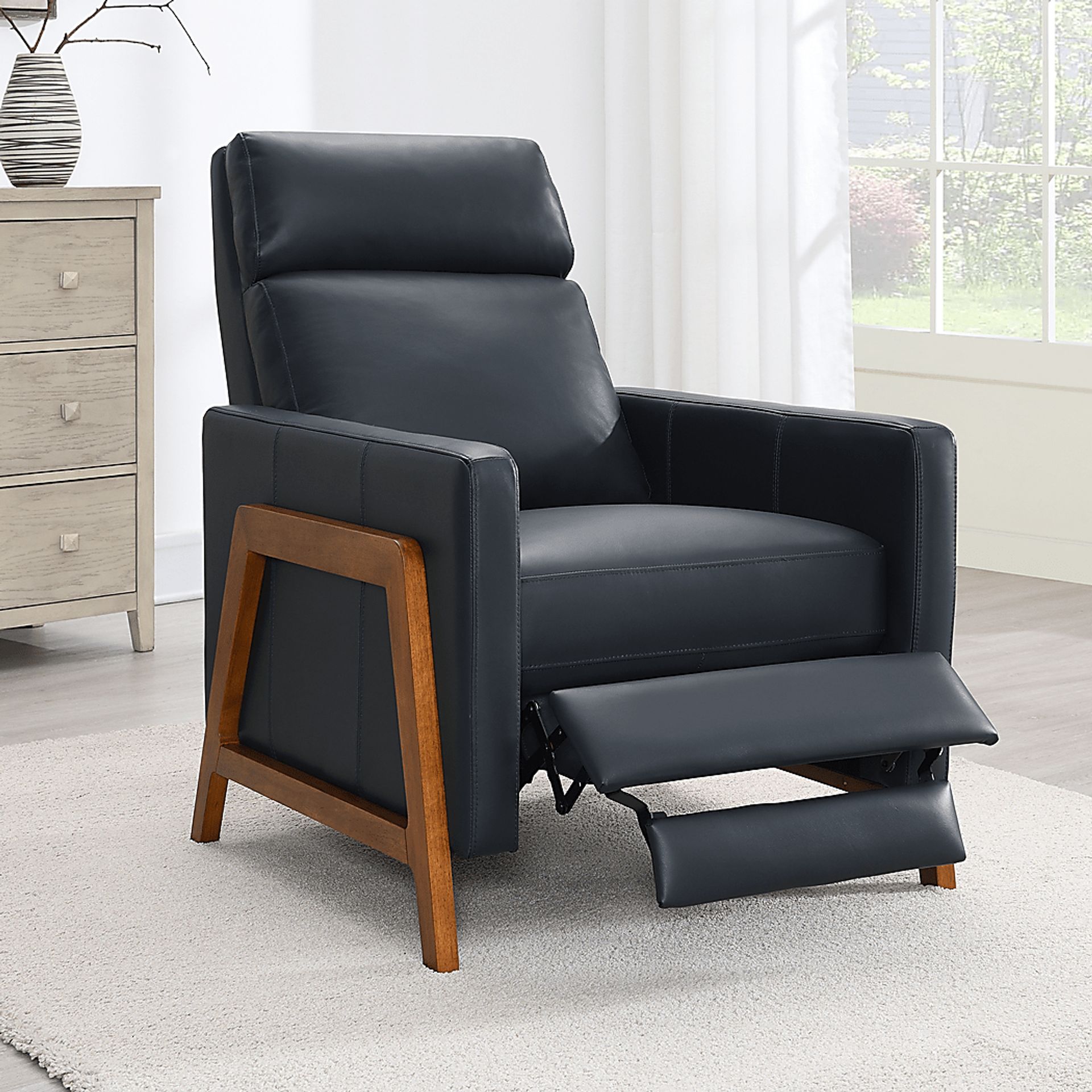 Vaiaho Dark Blue Push Back Recliner - Image 3