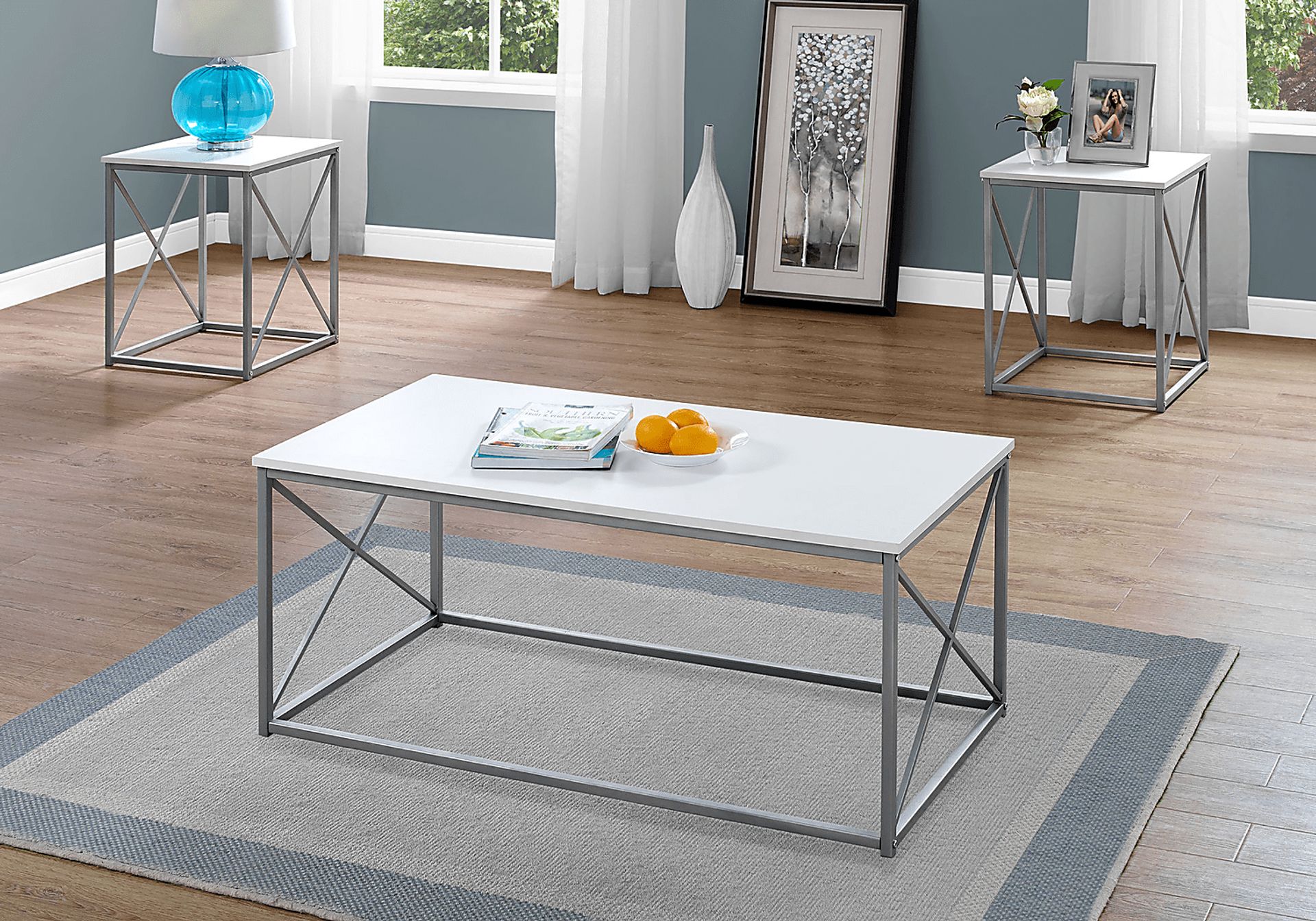 Valburn White 3 Pc Table Set - Image 2