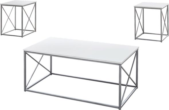 Valburn White 3 Pc Table Set