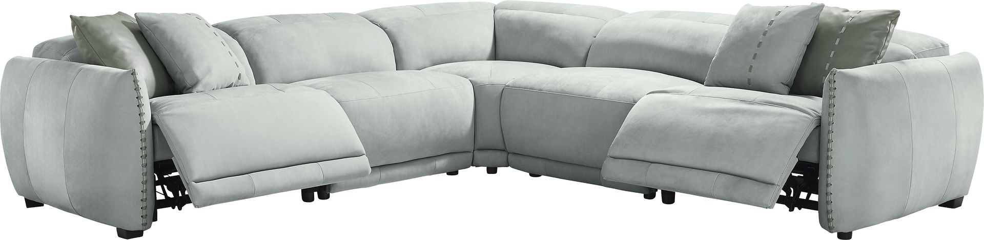 Valerio Hydra Leather 5 Pc Dual Power Reclining Sectional - Image 1