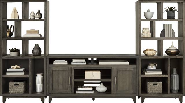 Valinor Brown 3 Pc Wall Unit with 64 in. Console - Thumbnail - Image 2
