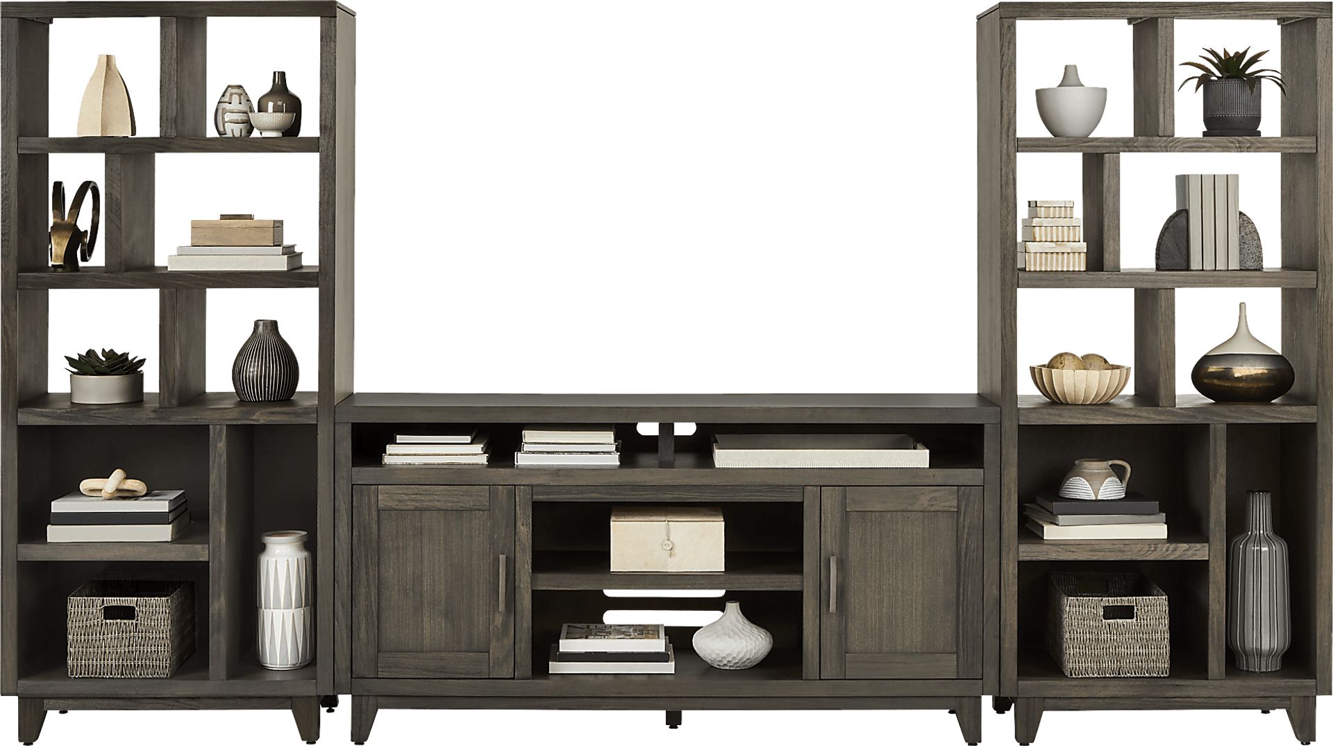 Valinor Brown 3 Pc Wall Unit with 64 in. Console - Image 2