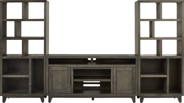 Valinor Brown 3 Pc Wall Unit with 64 in. Console - Thumbnail - Image 1
