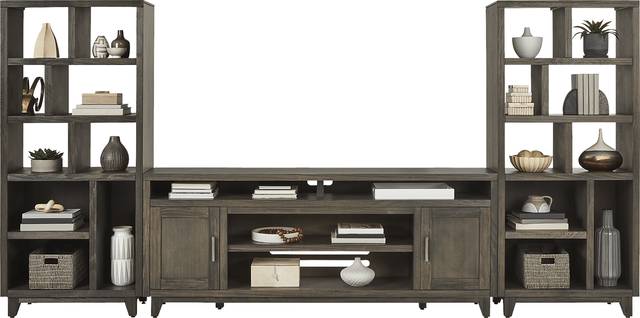 Valinor Brown 3 Pc Wall Unit with 80 in. Console - Thumbnail - Image 2