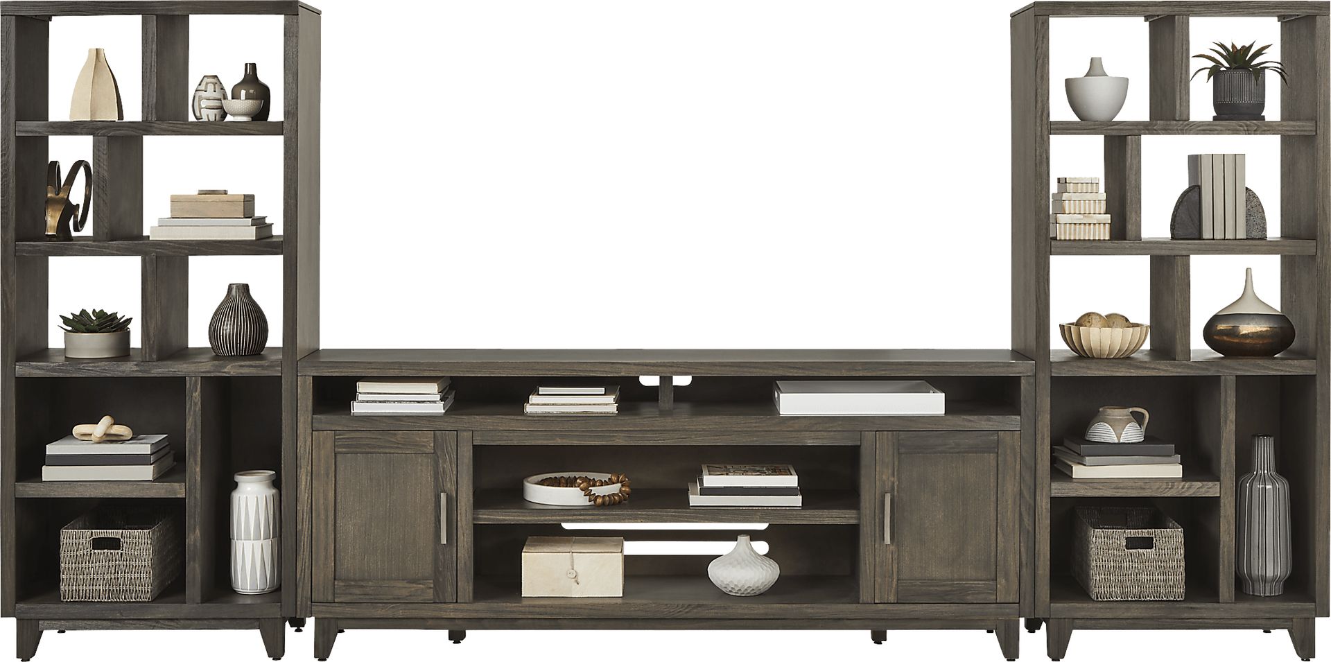 Valinor Brown 3 Pc Wall Unit with 80 in. Console - Image 2