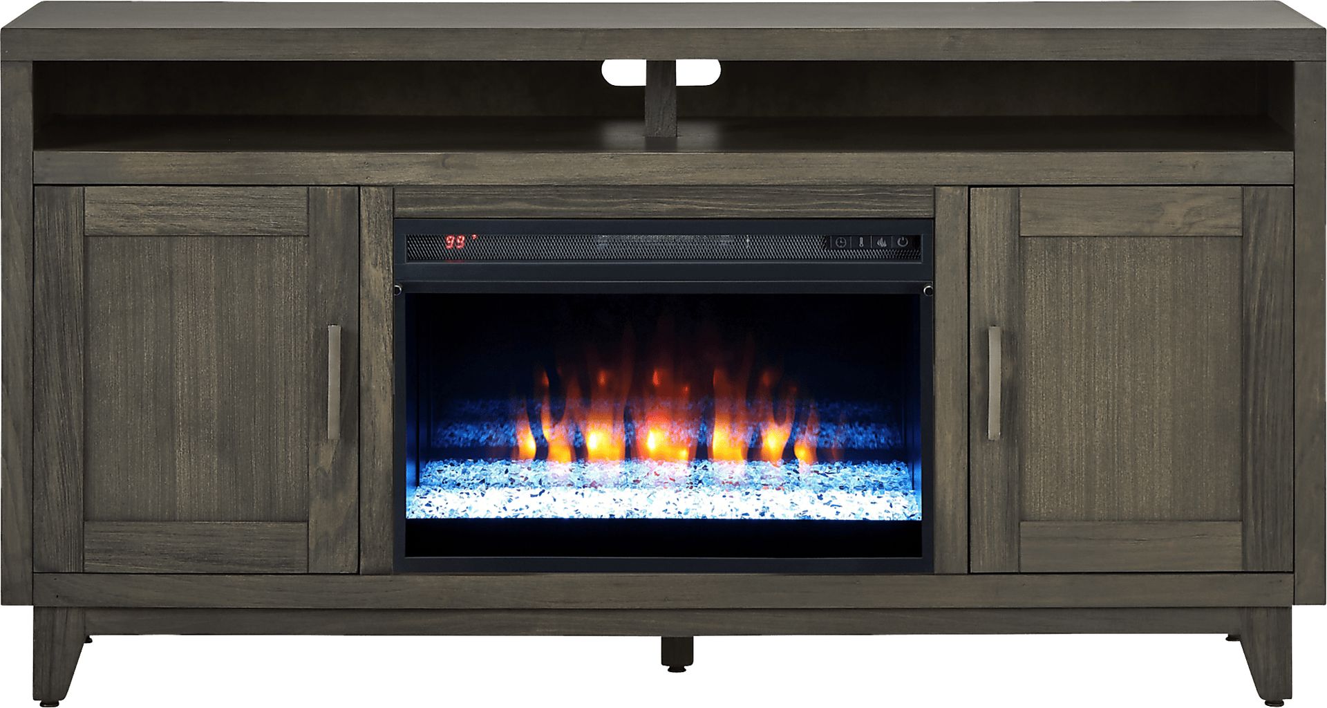 Valinor Brown 64 in. Console with Electric Fireplace - Image 1