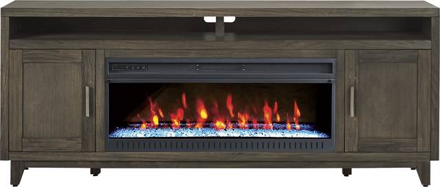 Valinor Brown 80 in. Console with Electric Fireplace - Thumbnail - Image 1