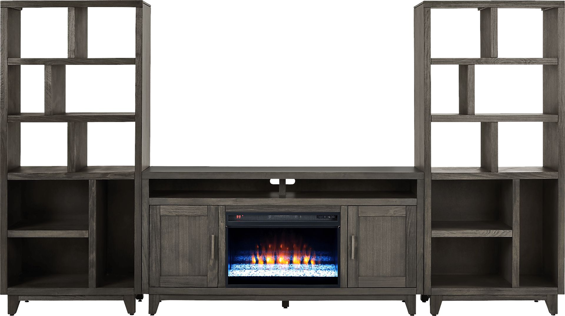 Valinor Smoke 4 Pc Wall Unit with 64 in. Console and Electric Fireplace - Image 1