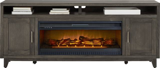 Valinor Smoke 80 in. Console with Electric Log Fireplace - Thumbnail - Image 1