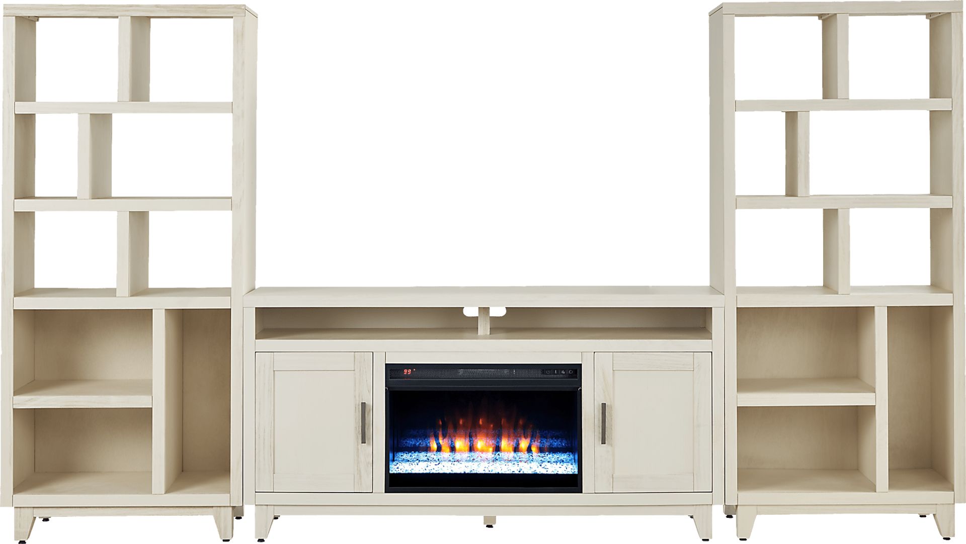 Valinor White 4 Pc Wall Unit with 64 in. Console and Electric Fireplace - Image 1