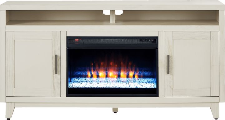 Valinor White 64 in. Console with Electric Fireplace