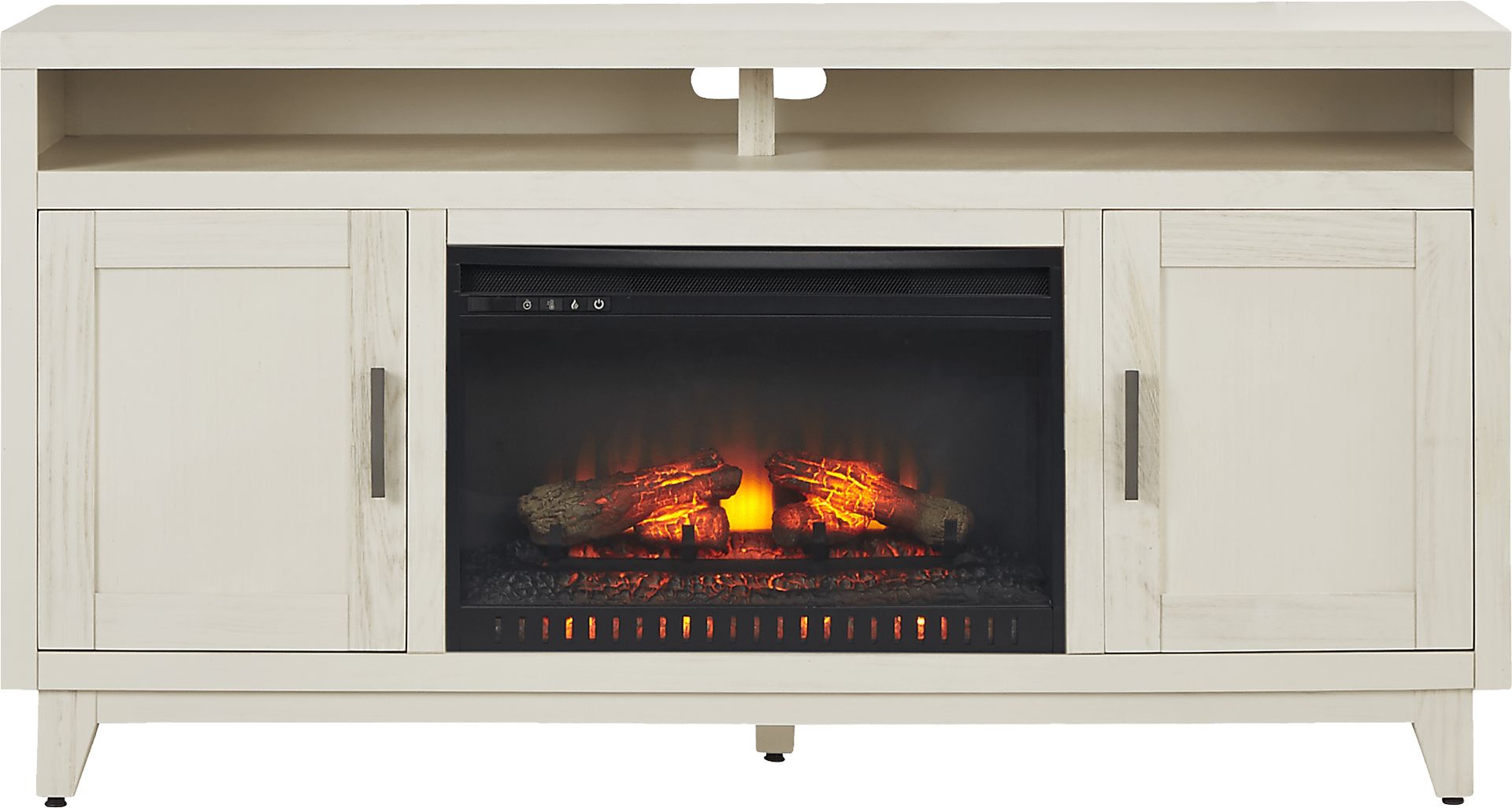 Valinor White 64 in. Console with Electric Log Fireplace - Image 1