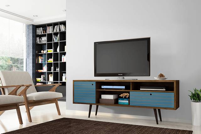 Vallar Brown/Blue 71 In. Console - Thumbnail - Image 3