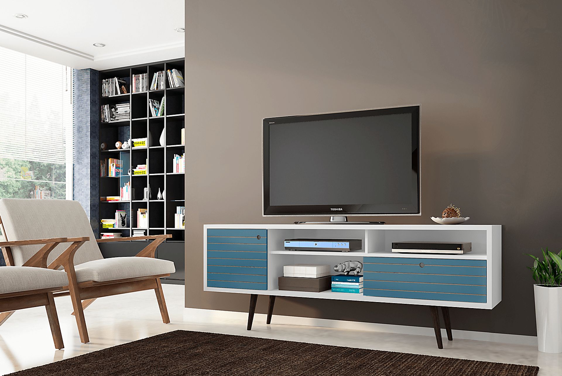 Vallar White/Blue 71 In. Console - Image 3