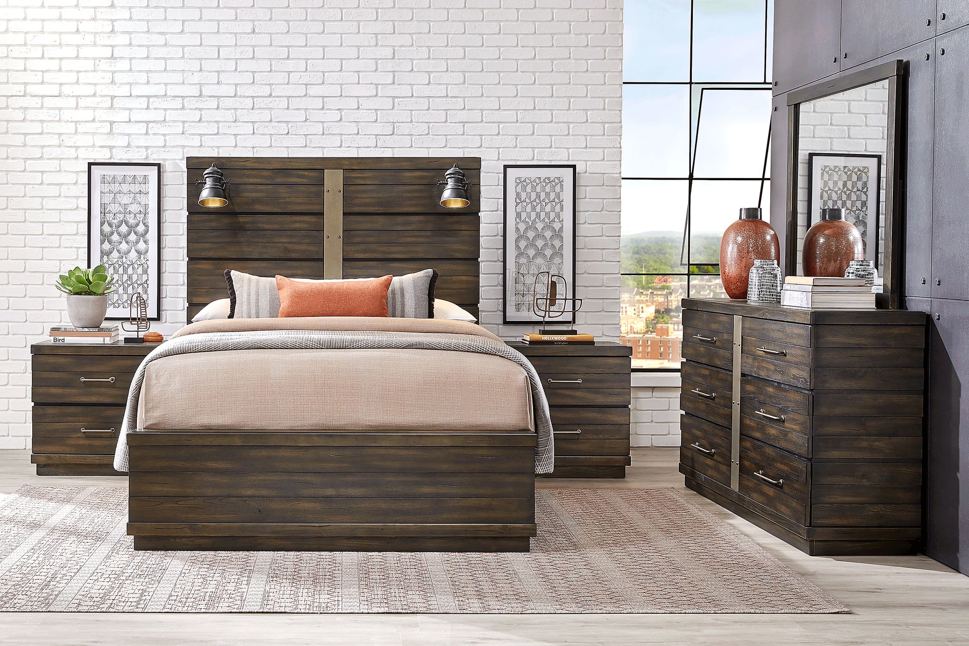 Valley Creek Brown 5 Pc King Panel Bedroom - Image 1
