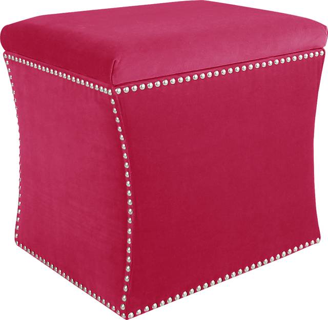 Vallie Raspberry Storage Ottoman - Thumbnail - Image 1