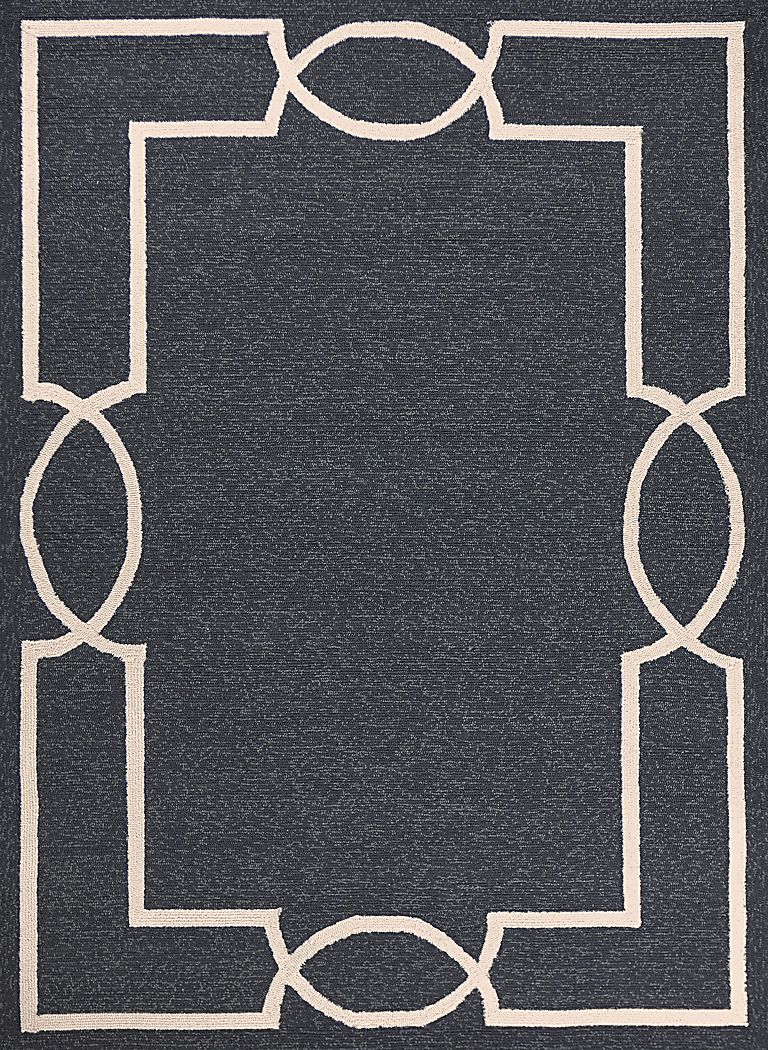 Valmack Black 7' Square Indoor/Outdoor Rug