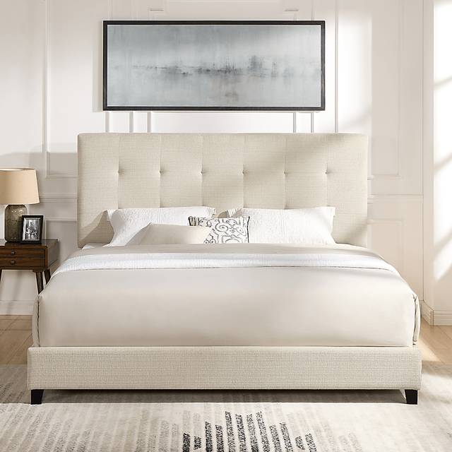 Valria Beige King Upholstered Bed - Thumbnail - Image 3