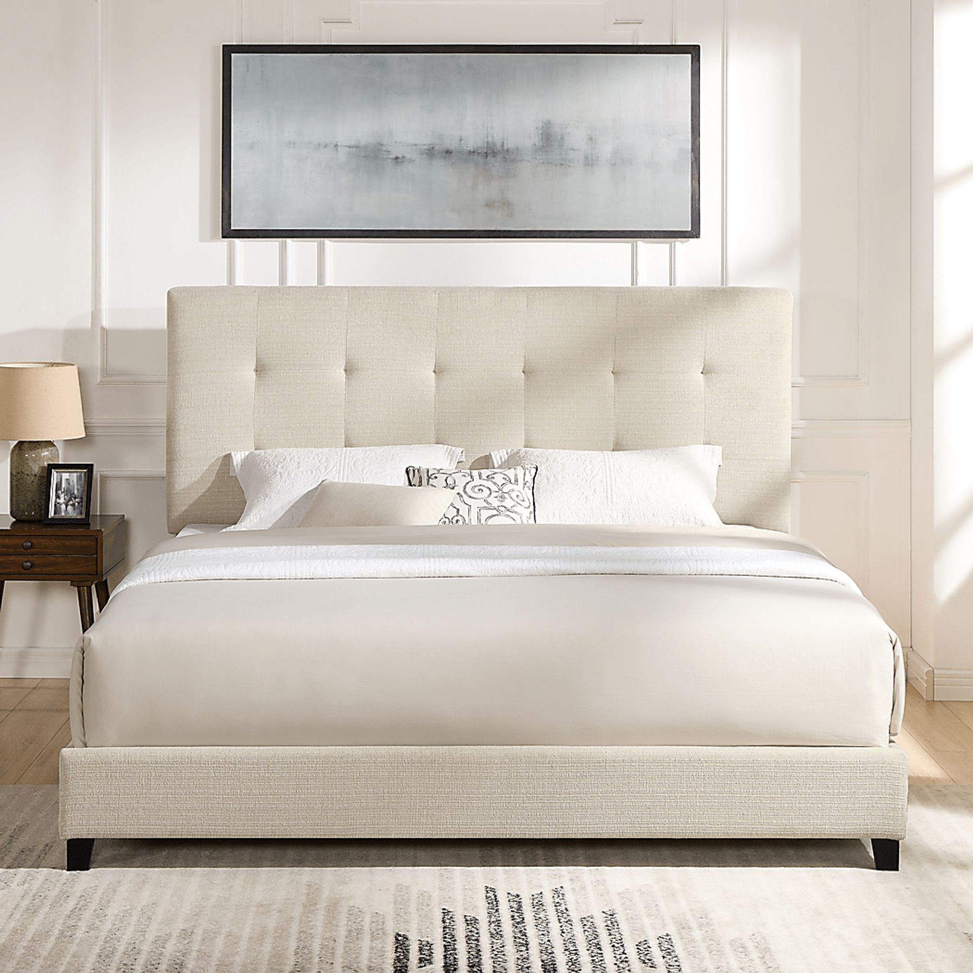 Valria Beige King Upholstered Bed - Image 3