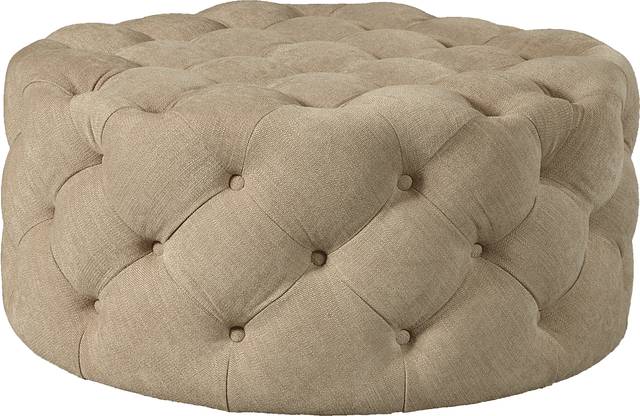 Vanessa Light Brown Cocktail Ottoman - Thumbnail - Image 1