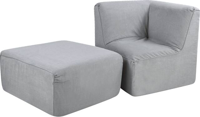 Varian Tween Gray Corner Chair and Ottoman - Thumbnail - Image 1