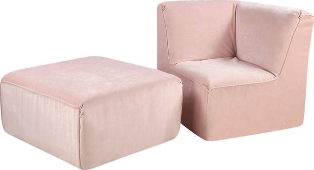 Varian Tween Pink Corner Chair and Ottoman - Thumbnail - Image 1