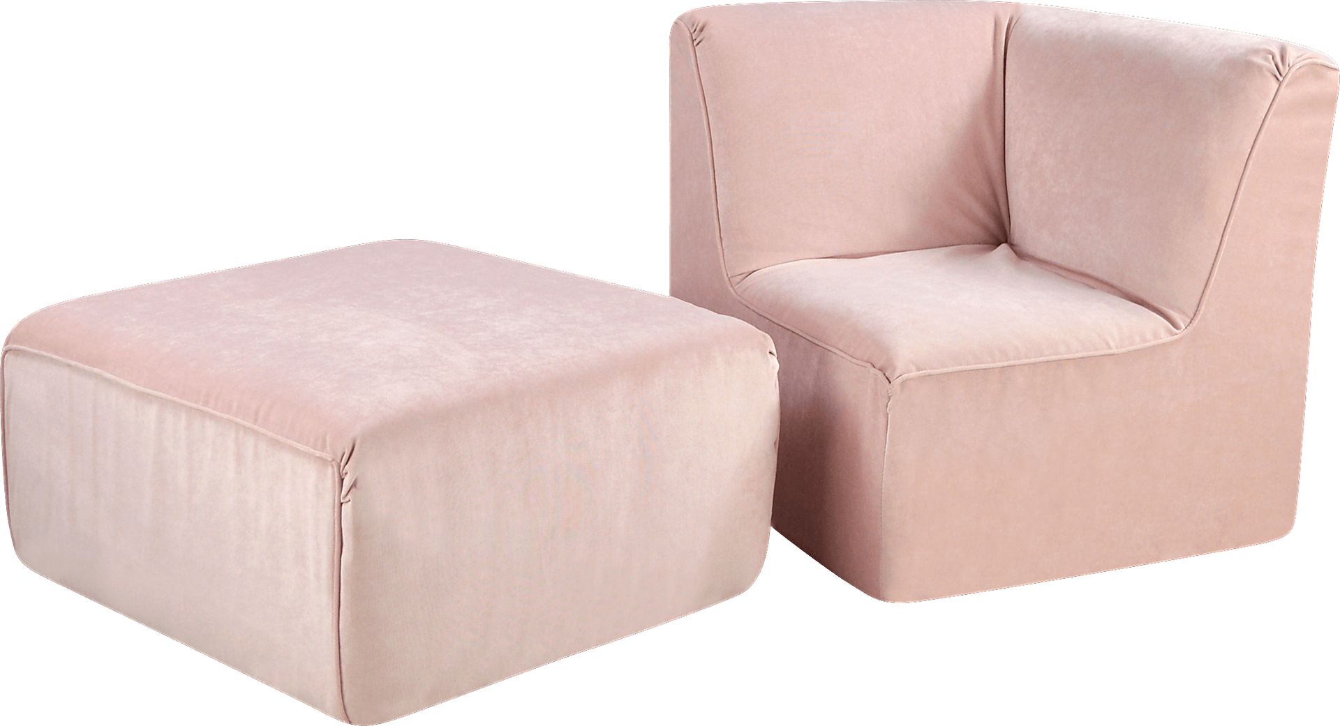 Varian Tween Pink Corner Chair and Ottoman - Image 1