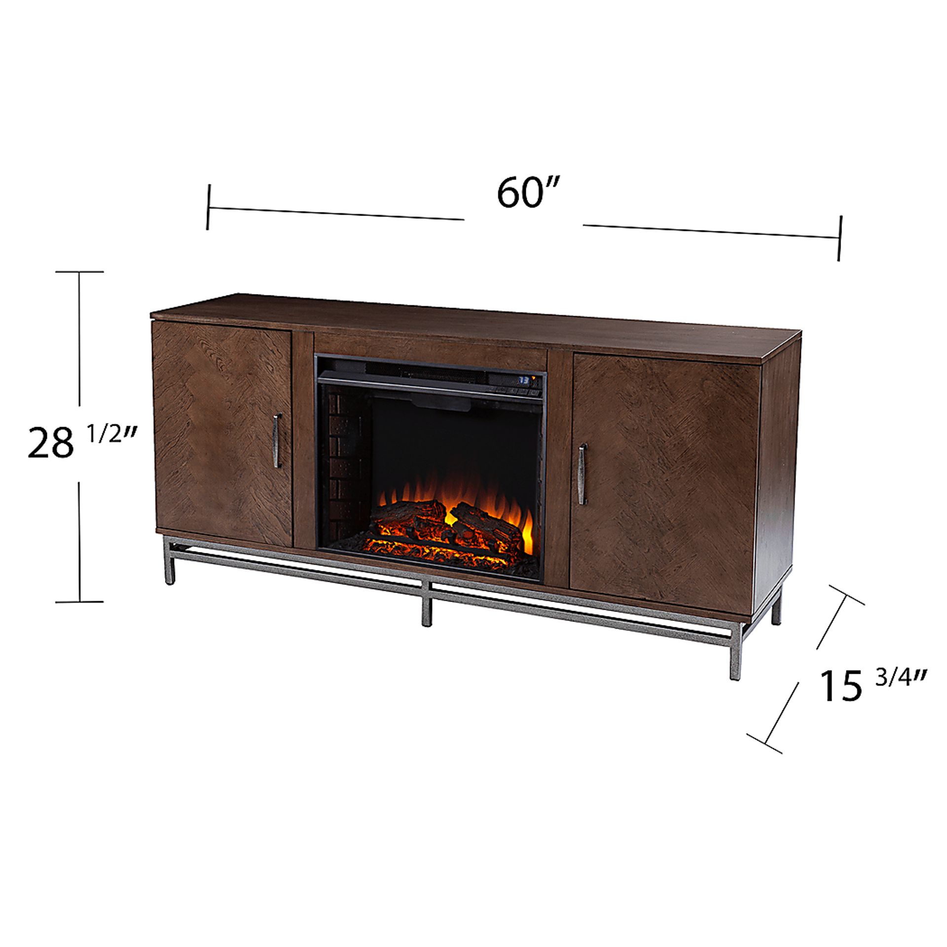 Varlet II Brown 60 in. Console With Electric Log Fireplace - Image 6